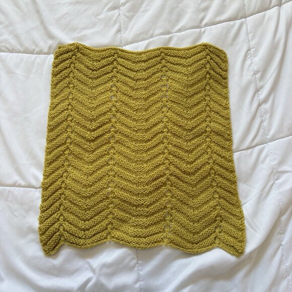 Handmade Other - Vintage 60s 70s Mustard Yellow Baby Doll Handmade Blanket Nursery Small 16x17.5